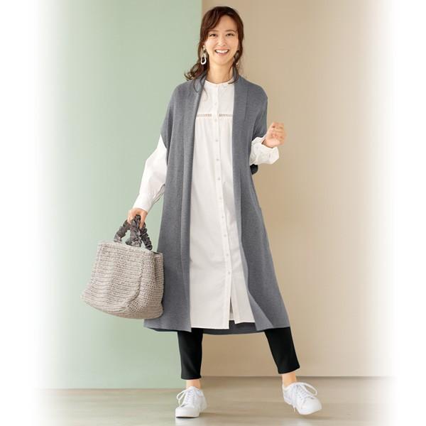 ベスト トップス レディース 秋 冬 ニットロングジレ 40代 50代 60代 70代 ミセスファッション シニアファッション 服 京都通販 ミセスのファッション館 通販 Yahoo ショッピング