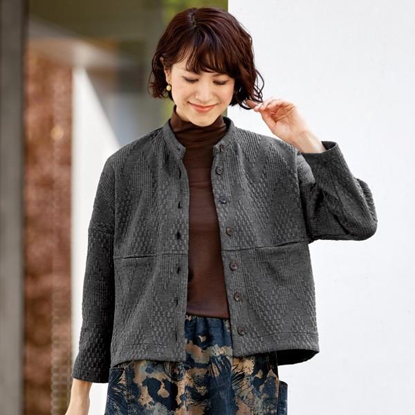 ジャケット アウター レディース 春 ジャカードカットソージャケット 40代 50代 60代 70代 ミセスファッション シニアファッション 服 京都通販 ミセスのファッション館 通販 Yahoo ショッピング