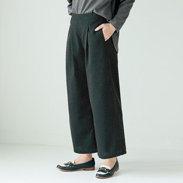 ワイドパンツ おしゃれ レディース 春 ドットジャカードワイドパンツ 40代 50代 60代 70代 ミセスファッション シニアファッション 服 京都通販 ミセスのファッション館 通販 Yahoo ショッピング