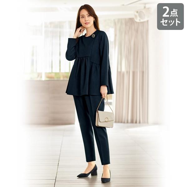 おしゃれ セットアップレディース 春秋 フレアーチュニックセットアップ 40代 50代 60代 70代 ミセスファッション シニアファッション 服 京都通販 ミセスのファッション館 通販 Yahoo ショッピング