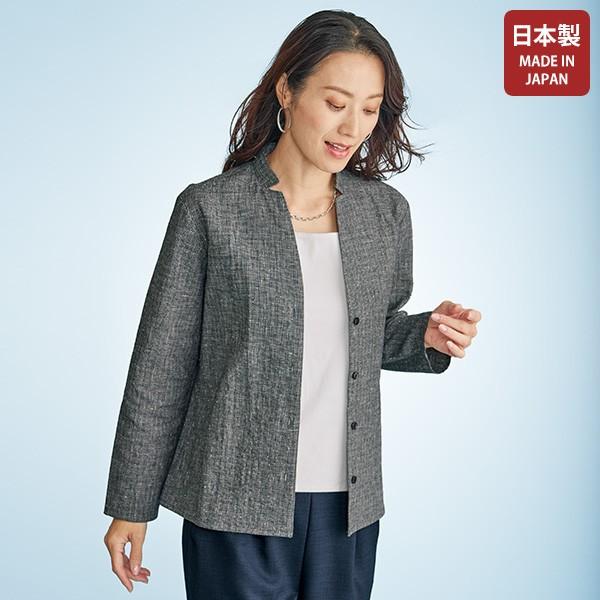 ジャケット アウター レディース おしゃれ 春夏 ミセス シニア ファッション 40代 50代 60代 70代 播州織 綿麻シャツジャケット