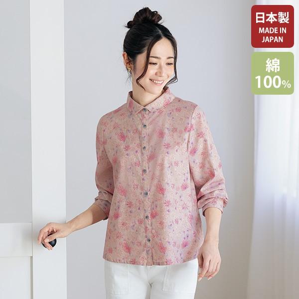 ブラウス レディース シニア 春夏 日本製 カットジャカードプリントブラウス 全2色 花柄 婦人服 ミセス 女性 グリーン ベージュ スタンドカラー バンドカラー シフォンブラウス ジャカード 小花柄 40代 50代 60代 70代 80代 母の日 お母さん プレゼント　fuji　p24094 ブラウス シャツ レディース おしゃれ 春夏 ミセス シニア