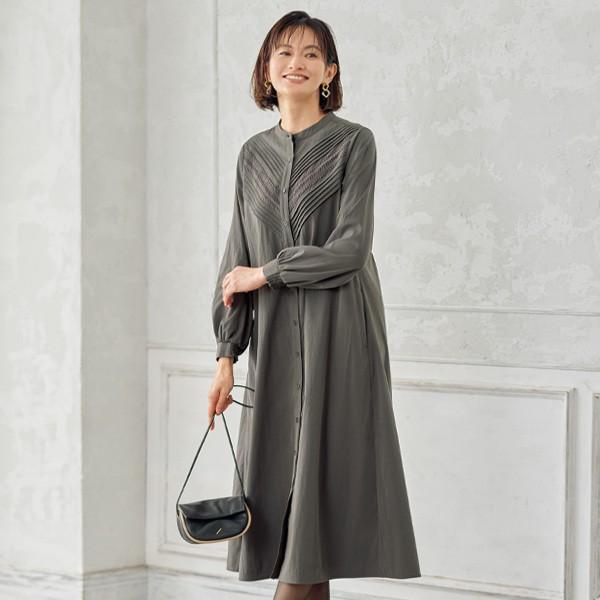 ワンピース きれいめ おしゃれ 秋冬 ミセス シニア ファッション 40代