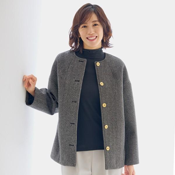 【超貴重】【激レア】ヴィンテージ 80s ジャケットコート ヘリンボーン柄 コート アウター レディース おしゃれ 秋冬 ミセス シニア