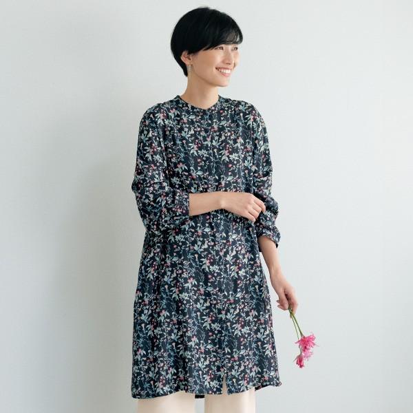 ワンピース きれいめ おしゃれ 春夏 ミセス シニア ファッション 40代 50代 60代 70代 ボタニカルプリントチュニックワンピース