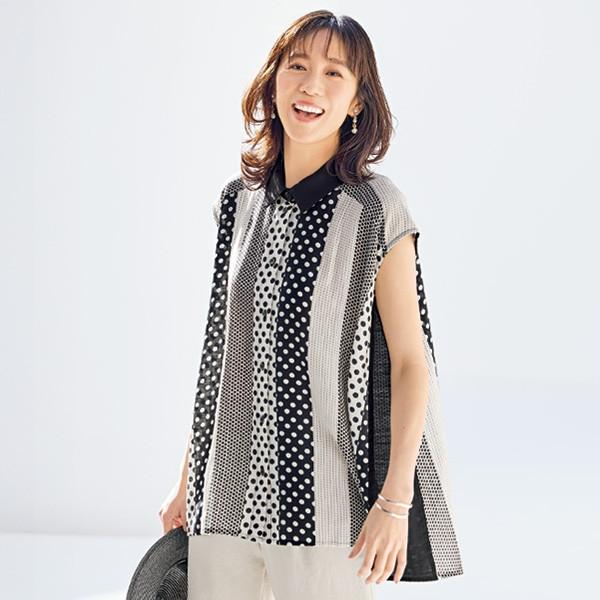 チュニック 大人可愛い おしゃれ 春夏 ミセス シニア ファッション 40代 50代 60代 70代 ランダムドットチュニック