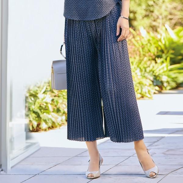 ブラウス ガウチョパンツ レディース 春 夏 プリーツガウチョセットアップ 50代 60代 70代 80代 ミセスファッション シニア ファッション セット コーデ 401 京都通販 ミセスのファッション館 通販 Yahoo ショッピング