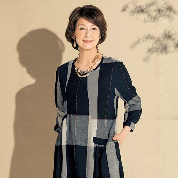 ゆったり ワンピース レディース 春 夏 ビッグチェックゆったりワンピース 50代 60代 70代 80代 ミセスファッション シニアファッション 婦人 服 京都通販 ミセスのファッション館 通販 Yahoo ショッピング