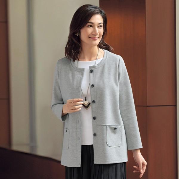 ジャケット トップス レディース 春 夏 ノーカラーデザインカットソージャケット 50代 60代 70代 80代 ミセスファッション シニアファッション シンプル 京都通販 ミセスのファッション館 通販 Yahoo ショッピング