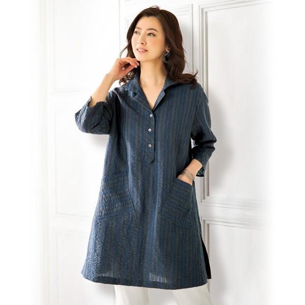 チュニック トップス レディース 春 夏 ランダムストライプチュニック 50代 60代 70代 ミセスファッション シニアファッション 百貨店販売商品 京都通販 ミセスのファッション館 通販 Yahoo ショッピング