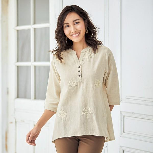 ブラウス ナチュラル レディース 春夏 綿麻ハンド刺しゅうオーバーブラウス 50代 60代 70代 80代 ミセスファッション シニア ファッション 婦人 服 306 京都通販 ミセスのファッション館 通販 Yahoo ショッピング
