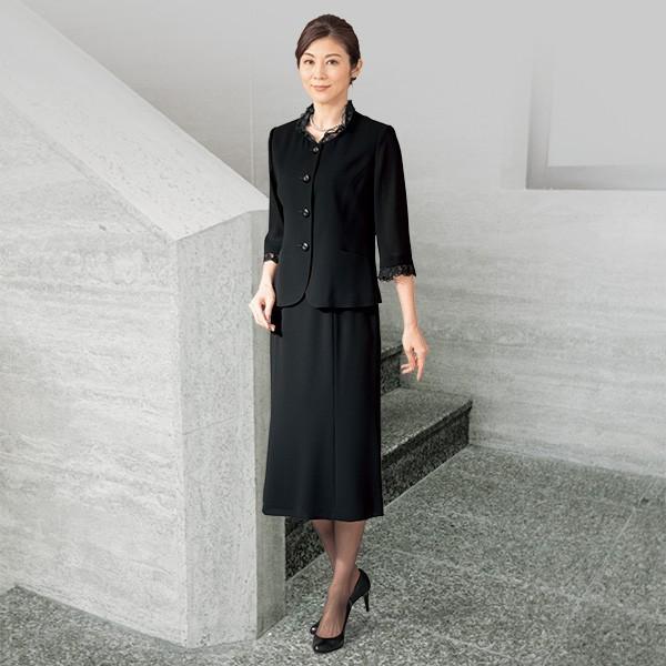 スーツ 上下セット レディース 春夏 レース衿ブラック七分袖スーツ 50代 60代 70代 80代 ミセスファッション シニアファッション ブラックフォーマル 2033106 京都通販 ミセスのファッション館 通販 Yahoo ショッピング