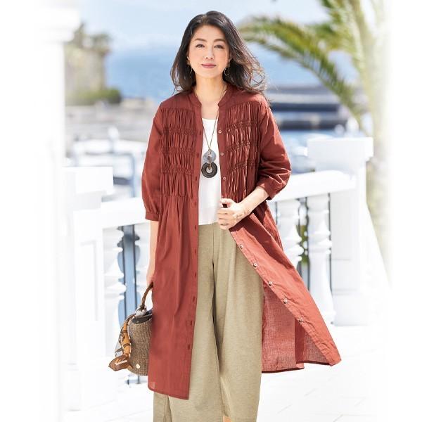 シャツ ワンピース レディース シャーリングシャツワンピース 50代 60代 70代 ミセスファッション シニアファッション 婦人 服 百貨店販売商品 京都通販 ミセスのファッション館 通販 Yahoo ショッピング
