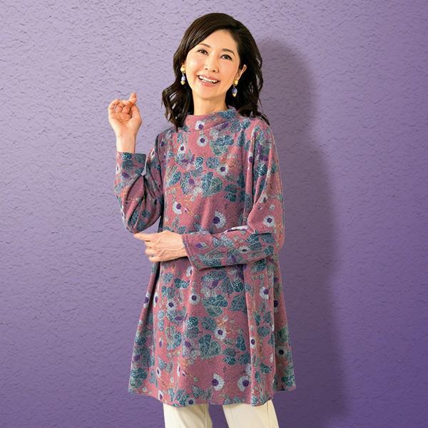 チュニック トップス レディース 秋 冬 ゆったりプリントカットソーチュニック 50代 60代 70代 80代 ミセスファッション シニア ファッション 婦人 服 京都通販 ミセスのファッション館 通販 Yahoo ショッピング