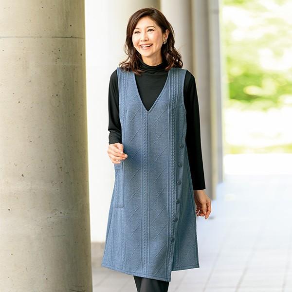 ワンピース チュニック レディース 秋 冬 アーガイル柄ふくれジャカードジャンパードレス 50代 60代 70代 80代 ミセス シニア ファッション 服 京都通販 ミセスのファッション館 通販 Yahoo ショッピング