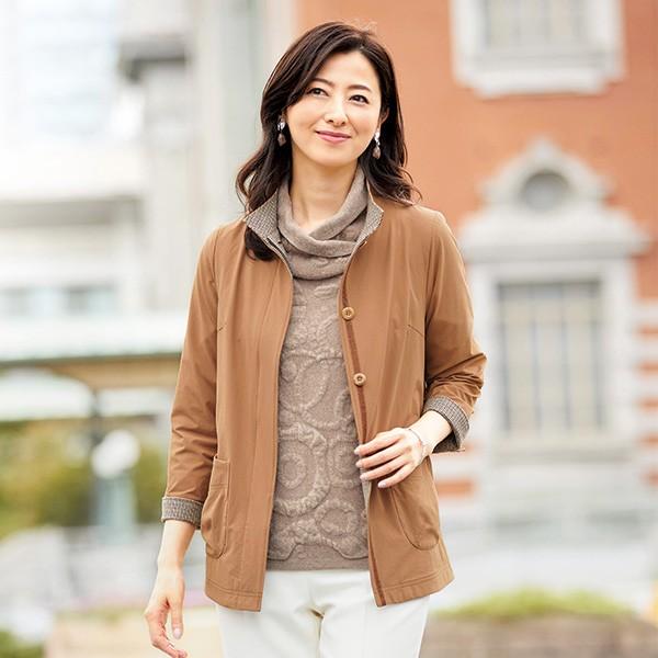 ジャケット アウター レディース 秋 冬 千鳥配色使いステッチストレッチブルゾンジャケット 50代 60代 70代 ミセス シニア ファッション 百貨店販売商品 京都通販 ミセスのファッション館 通販 Yahoo ショッピング