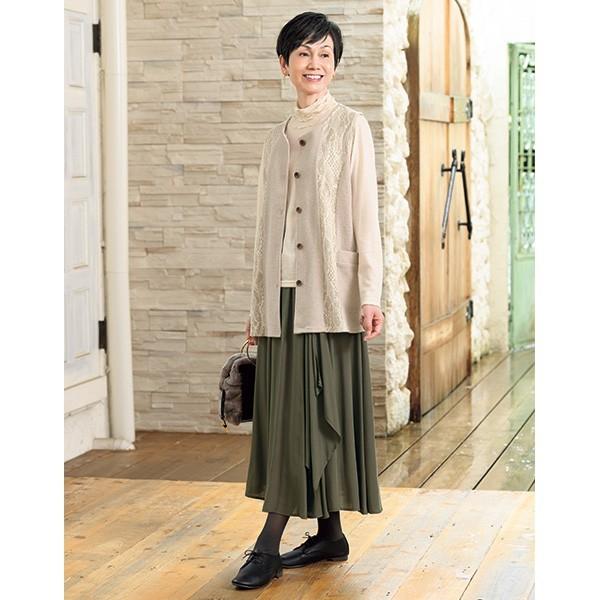 ベスト トップス レディース 秋 冬 レース切替デザインベスト 50代 60代 70代 80代 ミセスファッション シニアファッション 婦人 服 京都通販 ミセスのファッション館 通販 Yahoo ショッピング