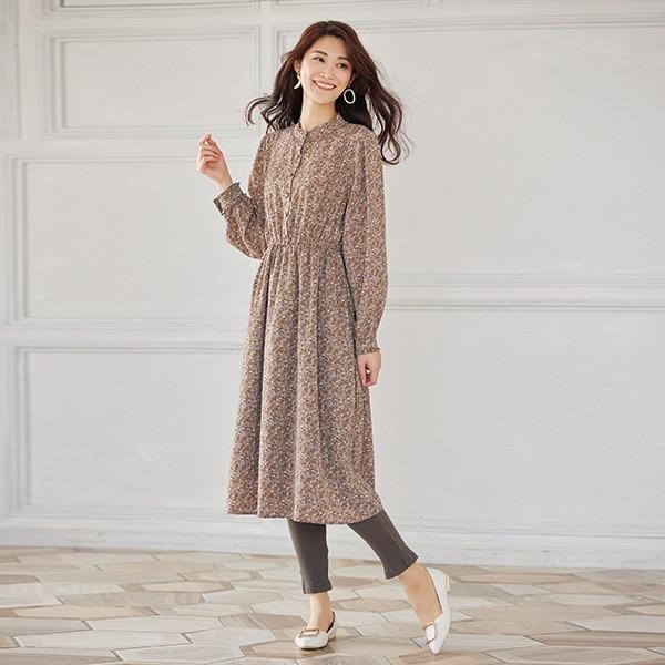 ワンピース レディース 春 秋冬 小花柄 ピンタックデザインワンピース 50代 60代 70代 80代 ミセスファッション シニアファッション 服 京都通販 ミセスのファッション館 通販 Yahoo ショッピング