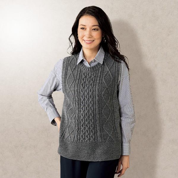 ベスト トップス レディース 春 秋冬 ケーブル柄 ニットベスト 50代 60代 70代 80代 ミセスファッション シニアファッション 服 京都通販 ミセスのファッション館 通販 Yahoo ショッピング