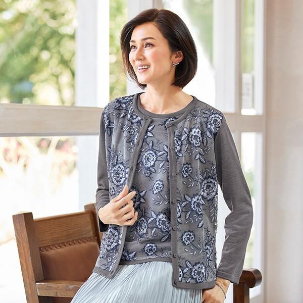 欲しいの アンサンブル トップス レディース 夏 花柄レースアンサンブル 50代 60代 70代 80代 ミセスファッション シニアファッション 服 百貨店販売商品 アンサンブル Indonesiadevelopmentforum Com