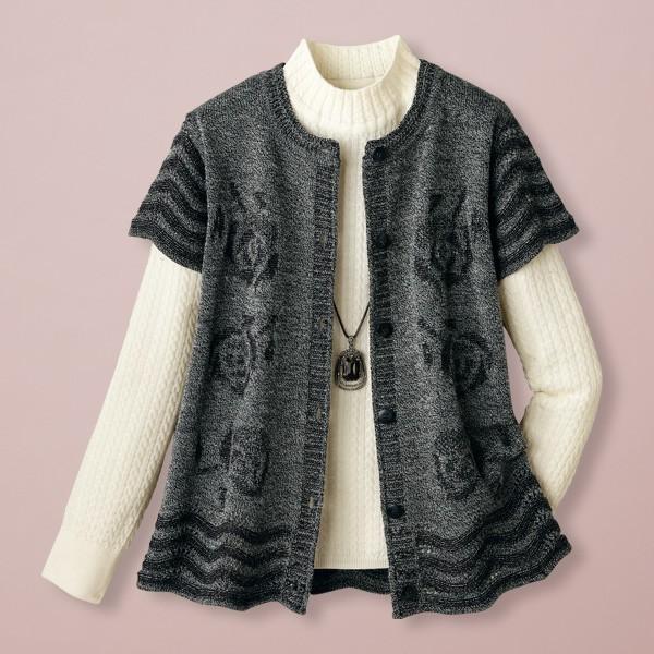 ベスト トップス レディース 春 秋冬 バラ柄ニットベスト 50代 60代 70代 80代 ミセスファッション シニアファッション 服 京都通販 ミセスのファッション館 通販 Yahoo ショッピング