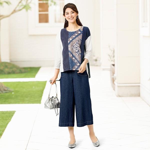 パンツ ボトム レディース 夏 デニムワイドパンツ 50代 60代 70代 80代 ミセスファッション シニアファッション 服 京都通販 ミセスのファッション館 通販 Yahoo ショッピング