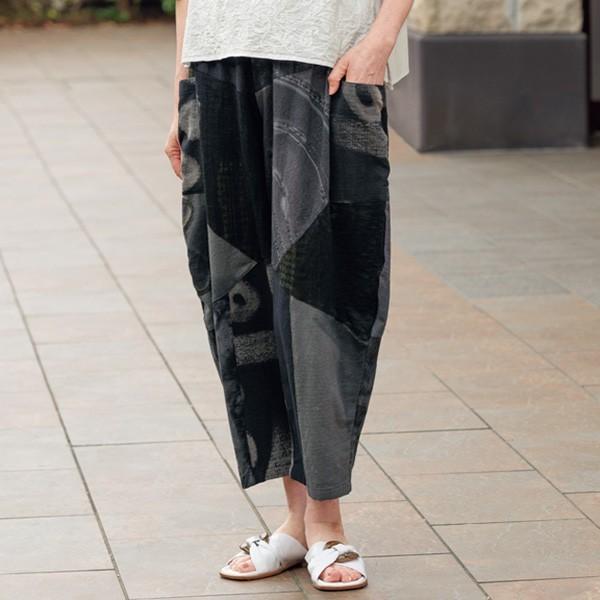 パンツ ボトム レディース 春夏 手描きパッチワークパンツ 50代 60代 70代 80代 ミセスファッション シニアファッション 服 京都通販 ミセスのファッション館 通販 Yahoo ショッピング