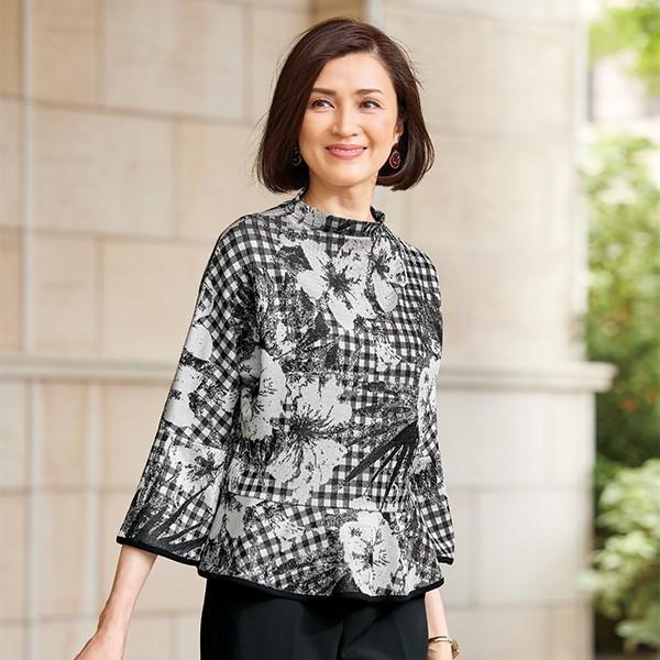 ブラウス トップス レディース 秋 冬 イタリア素材ラメ入 ペプラム切替オーバーブラウス 50代 60代 70代 80代 ミセス シニア ファッション 百貨店販売商品 京都通販 ミセスのファッション館 通販 Yahoo ショッピング