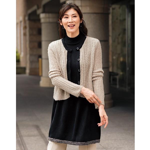 チュニック トップス レディース 秋 冬 アンサンブル風ニットチュニック 50代 60代 70代 80代 ミセスファッション シニアファッション 婦人 服 京都通販 ミセスのファッション館 通販 Yahoo ショッピング