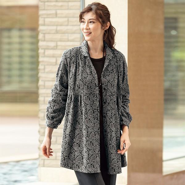 ジャケット アウター レディース 秋 冬 ペイズリーカットソーロングジャケット 50代 60代 70代 80代 ミセスファッション シニア ファッション 婦人 服 京都通販 ミセスのファッション館 通販 Yahoo ショッピング