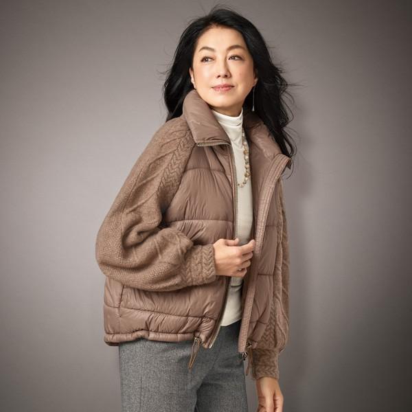 アウター ジャケット レディース 秋 冬 袖ニット使い中わたジャケット 50代 60代 70代 80代 ミセスファッション シニアファッション 服 百貨店販売商品 京都通販 ミセスのファッション館 通販 Yahoo ショッピング