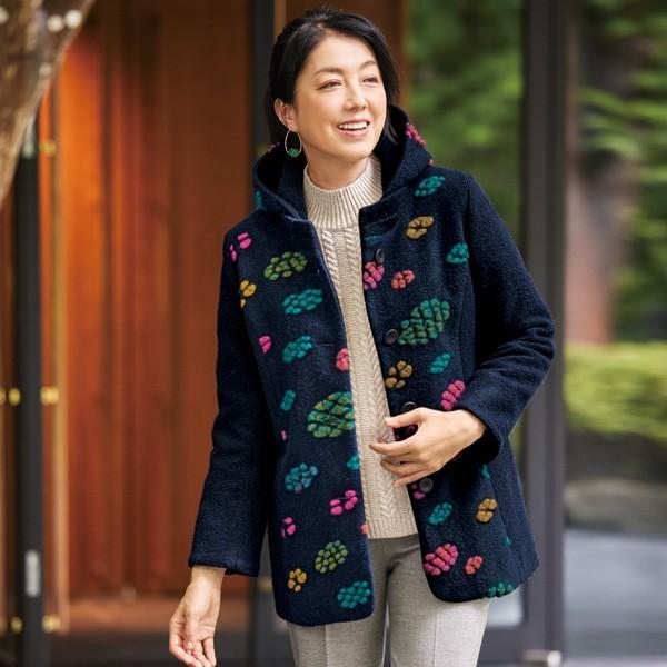 アウター コート レディース 秋 冬 ウール混ジャカード切替コート 50代 60代 70代 80代 ミセスファッション シニアファッション 服 百貨店販売商品 京都通販 ミセスのファッション館 通販 Yahoo ショッピング