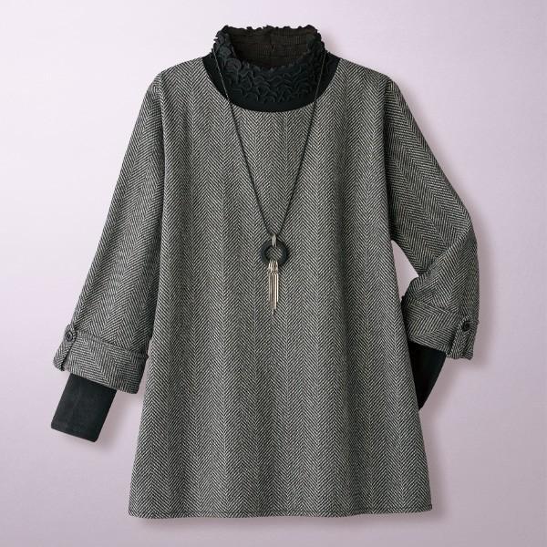 チュニック トップス レディース 春 ヘリンボンジャカードチュニック 50代 60代 70代 80代 ミセスファッション シニアファッション 婦人 服 京都通販 ミセスのファッション館 通販 Yahoo ショッピング