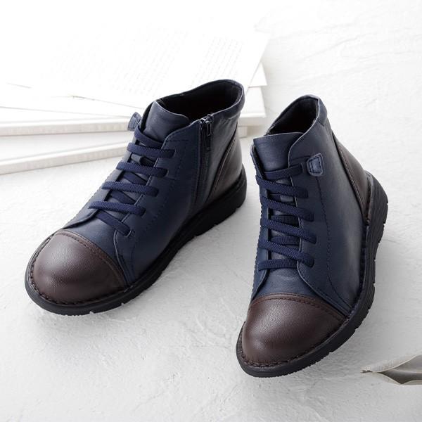 ブーツ シューズ レディース 春 3eサイドファスナー山羊革ゴムシューレースブーツ 50代 60代 70代 80代 ミセス シニア ファッション 靴 京都通販 ミセスのファッション館 通販 Yahoo ショッピング