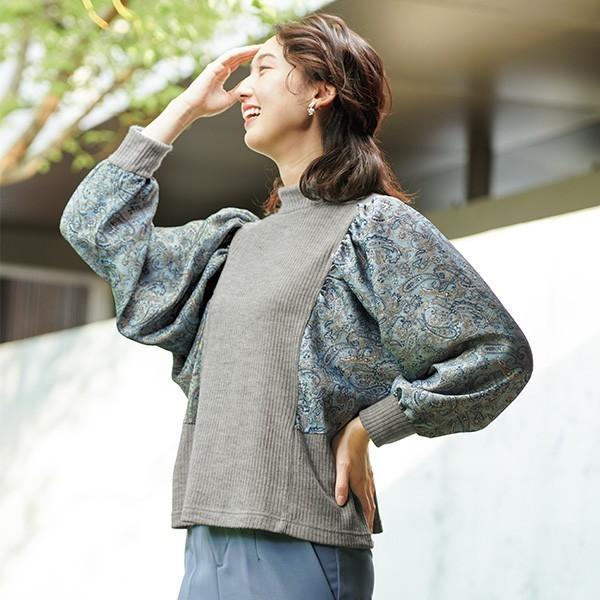 割引 ぽわん袖 おしゃれ 服 シニアファッション ミセスファッション 80代 70代 60代 50代 ペイズリー柄切替えドルマンプルオーバー 春 レディース トップス 長袖 サイズ Ll Www Chemplex Co Zw