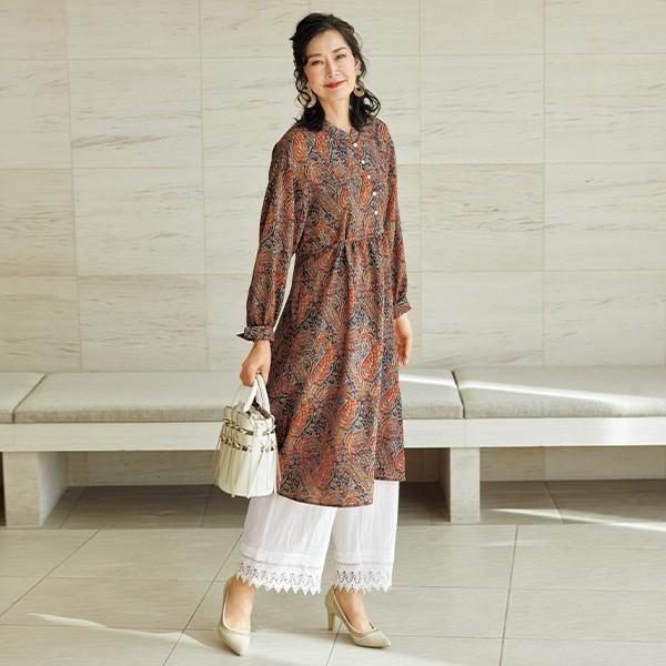 大人可愛い ワンピース お洒落 レディース 春夏 ペイズリー柄ワンピース 40代 50代 60代 70代 ミセスファッション シニアファッション 服 223 京都通販 ミセスのファッション館 通販 Yahoo ショッピング