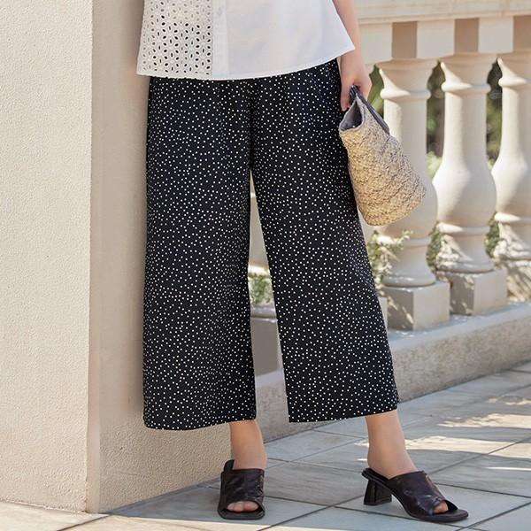 おしゃれ ボトム レディース 春夏 ランダムドットワイドパンツ 50代 60代 70代 80代 ミセス シニア ファッション 服 母の日 ギフト 実用的 京都通販 ミセスのファッション館 通販 Yahoo ショッピング