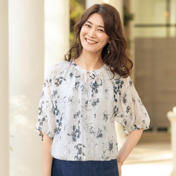シャツ ブラウス レディース おしゃれ 春夏 ミセス シニア ファッション 40代 50代 60代 70代 80代 リボン使いエレガンスブラウス
