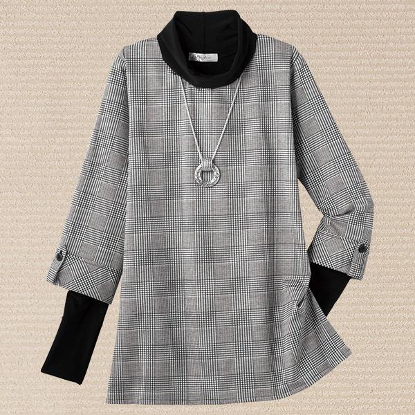 グレンチェックチュニック 50代60代 70代 ファッション シニア ミセス 京都通販 ミセスのファッション館 通販 Yahoo ショッピング