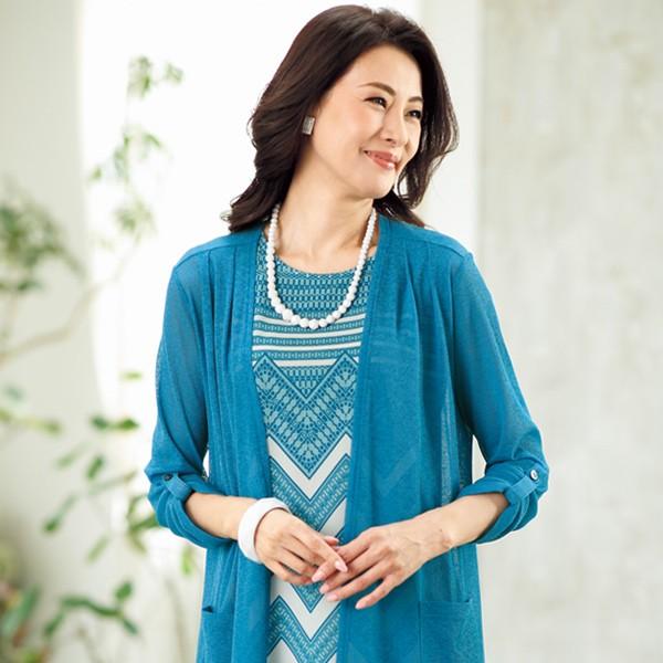 ロングカットソーアンサンブル M L Ll 3l 50代 60代 70代 ファッション シニア ミセス レディース 婦人服 大きいサイズ 京都通販 ミセスのファッション館 通販 Yahoo ショッピング