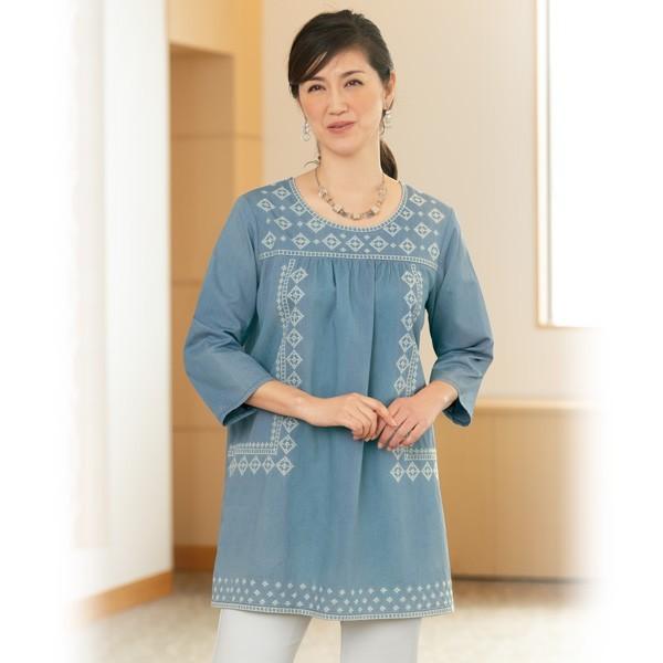 コットン刺しゅう入りオーバーブラウス 50代 60代 70代 ファッション シニア ミセス レディース 婦人服 2931604 京都通販 ミセスのファッション館 通販 Yahoo ショッピング