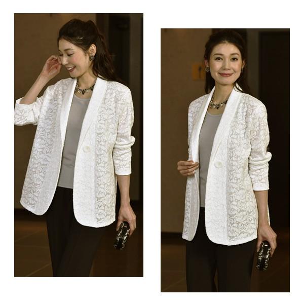 ジャケット レース 食事会 参観 上品 花柄レースジャケット 50代 60代 70代 ファッション シニア ミセス レディース 婦人服 京都通販 ミセスのファッション館 通販 Yahoo ショッピング