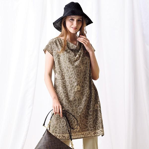 チュニック トップス レディース インド製バティックプリントオリエンタルチュニック 40代 50代 60代 70代 ミセス シニア ファッション 婦人 服 京都通販 ミセスのファッション館 通販 Yahoo ショッピング