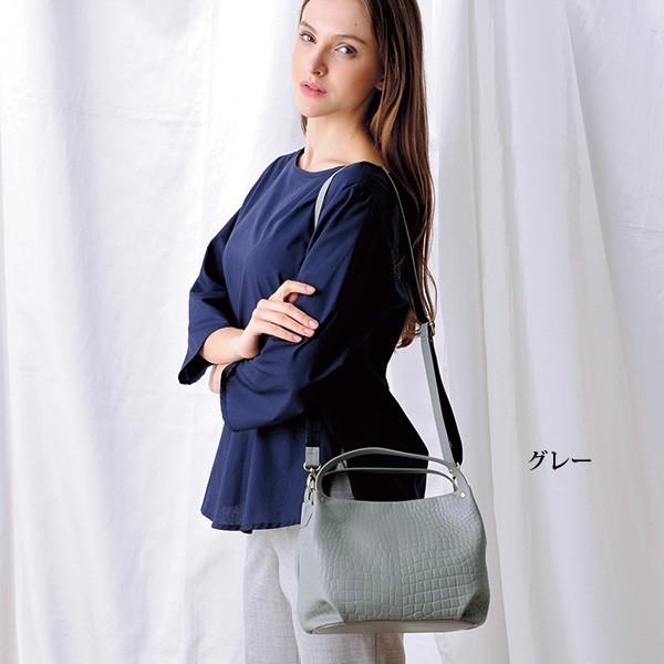 バッグ レディース コロンとした牛革クロコ型押し2wayバッグ 40代 50代 60代 70代 ミセスファッション シニアファッション かばん 鞄 京都通販 ミセスのファッション館 通販 Yahoo ショッピング