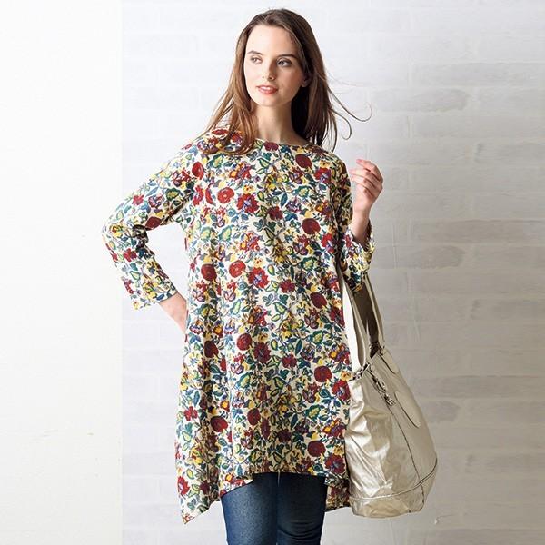 チュニック トップス レディース アンティークフラワーチュニック 40代 50代 60代 70代 ミセスファッション シニアファッション 服 京都通販 ミセスのファッション館 通販 Yahoo ショッピング