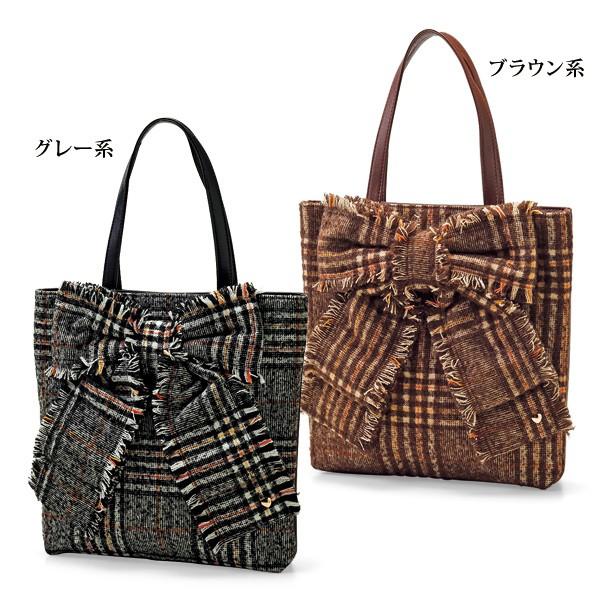 トート バッグ レディース ウールチェックリボントート 40代 50代 60代 70代 ミセスファッション シニアファッション 婦人 鞄 かばん 京都通販 ミセスのファッション館 通販 Yahoo ショッピング