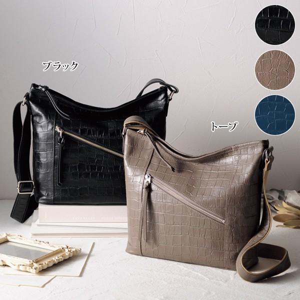 ショルダー バッグ おしゃれ レディース ソフト牛革クロコ型押しショルダーバッグ 40代 50代 60代 70代 ミセスファッション シニアファッション かばん 鞄 京都通販 ミセスのファッション館 通販 Yahoo ショッピング