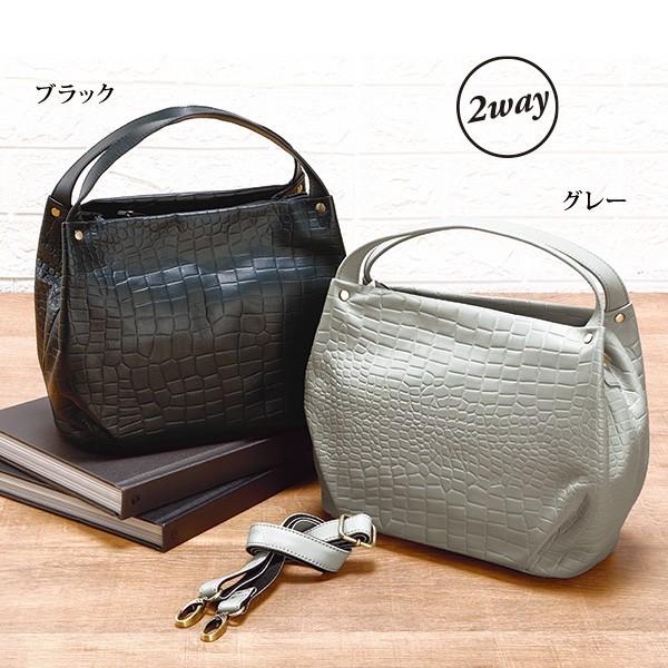 バッグ レディース コロンとした牛革クロコ型押し2wayバッグ 40代 50代 60代 70代 ミセスファッション シニアファッション 鞄 京都通販 ミセスのファッション館 通販 Yahoo ショッピング