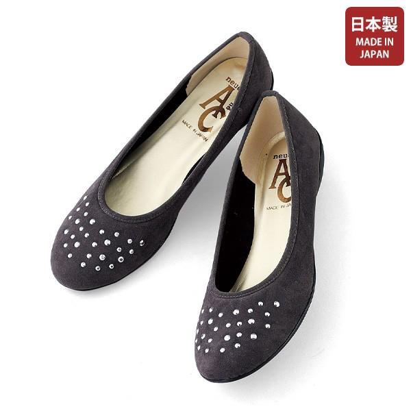 おしゃれ パンプス シューズ レディース / ベロアラインストーン付