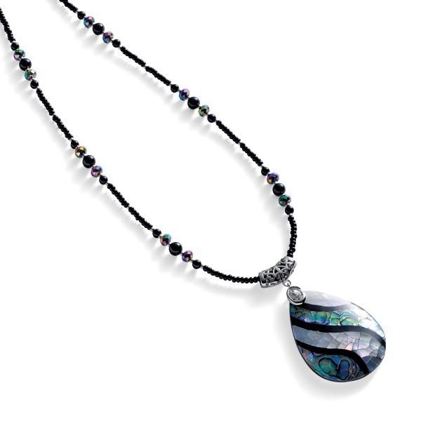 バイカラーシェルのロングネックレス 40代 50代 60代 70代 ファッション シニア ミセス レディース ネックレス 螺鈿貝 バイカラー ロングネックレス 京都通販 ミセスのファッション館 通販 Yahoo ショッピング